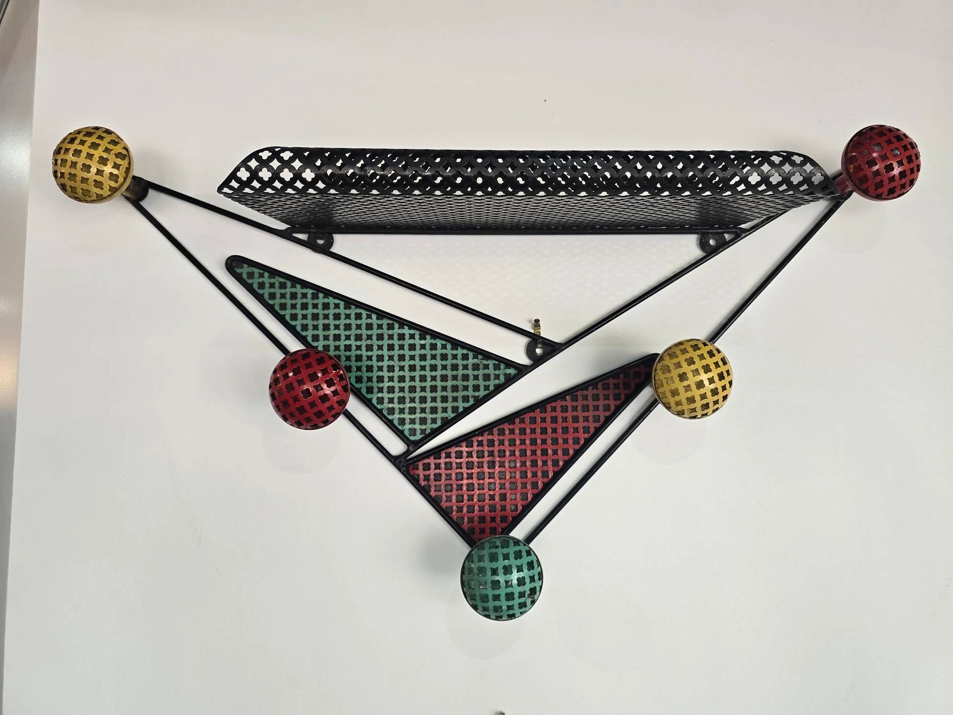 Wall-mounted coat rack attributed to Mathieu Matégot – France, 1950s