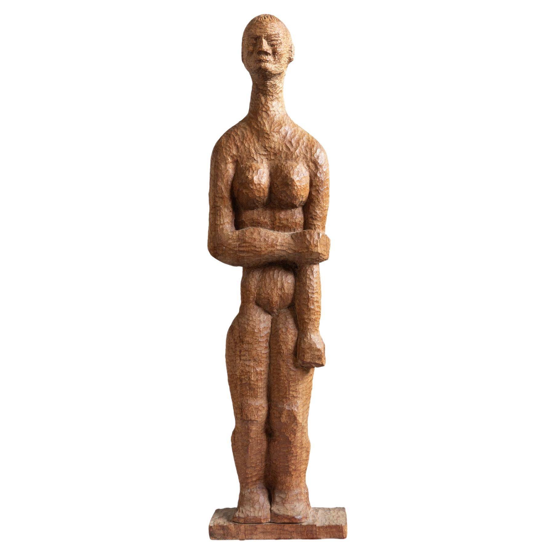 Mid-20th century Scandinavian folk art sculpture representing a human being.