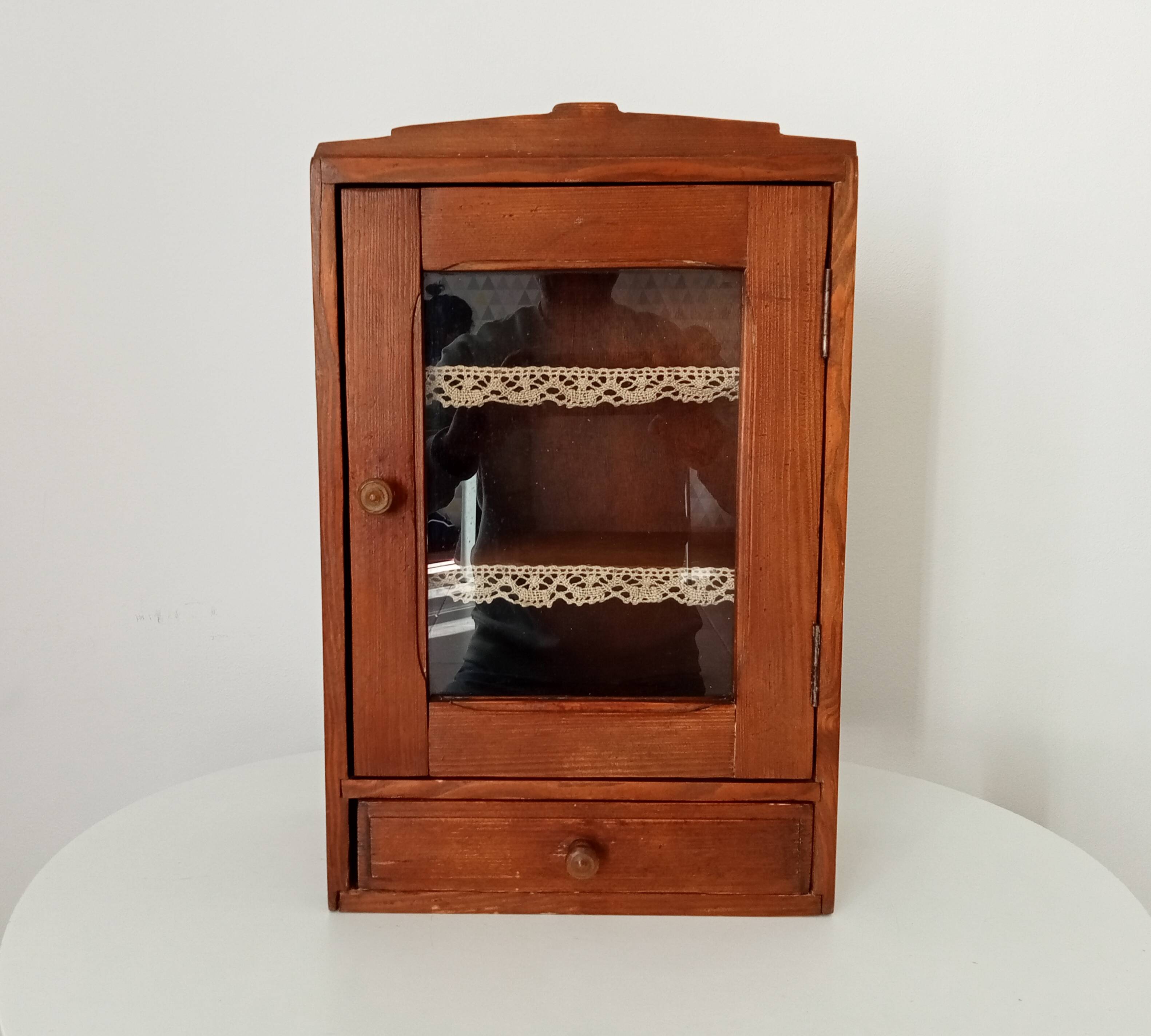 Old bathroom cabinet from the 40s in solid oak
