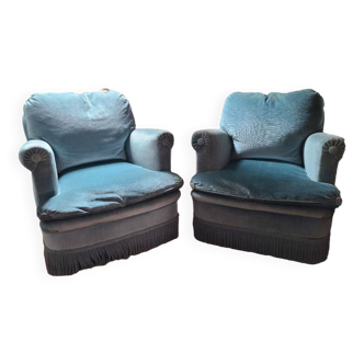 Fauteuils en velour bleu