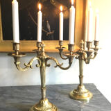 Paire de candélabres en bronze doré et ciselé style Louis XVI