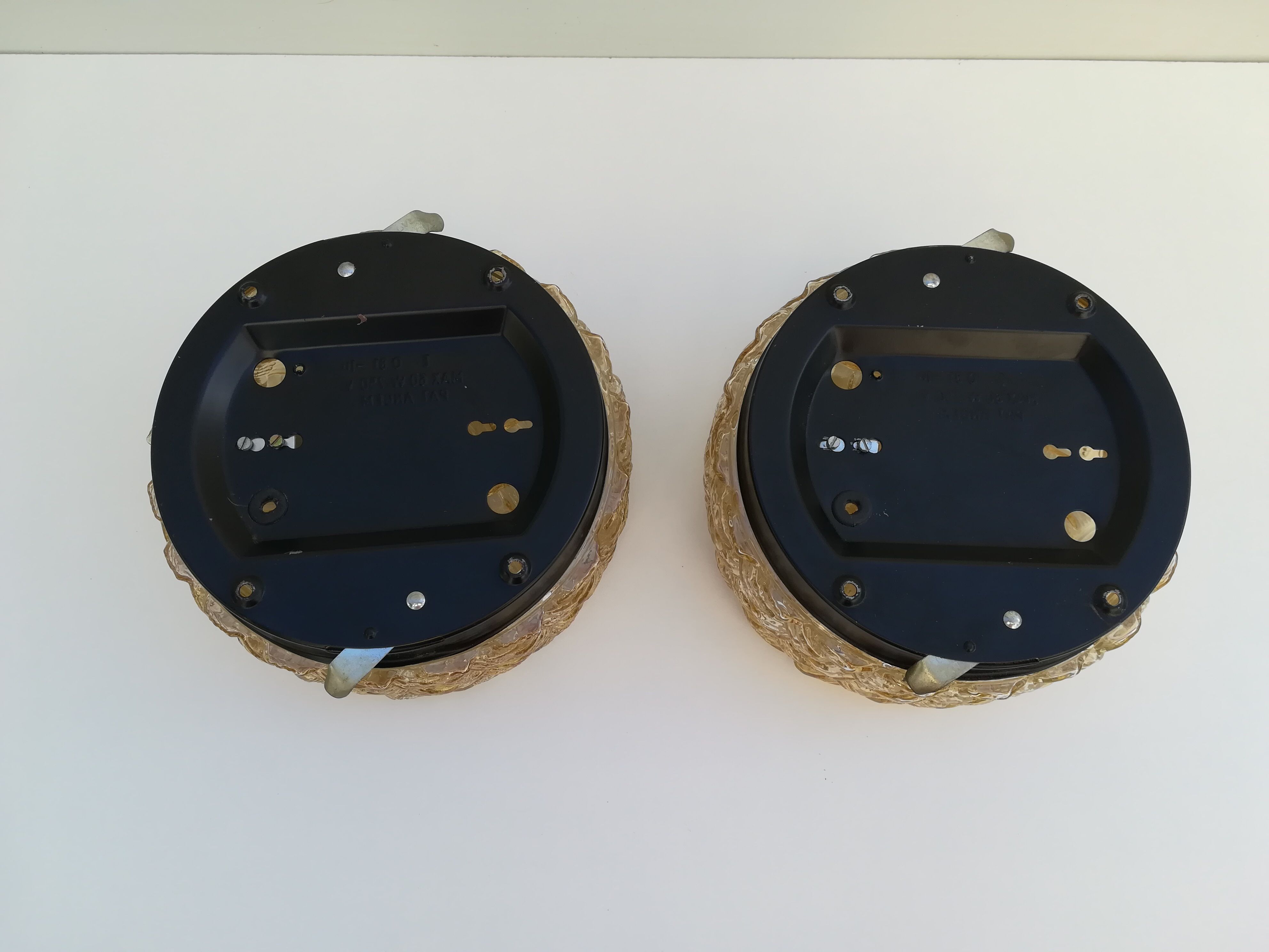 TWO PLAFONNIERS IN VERRE SOUFFLE