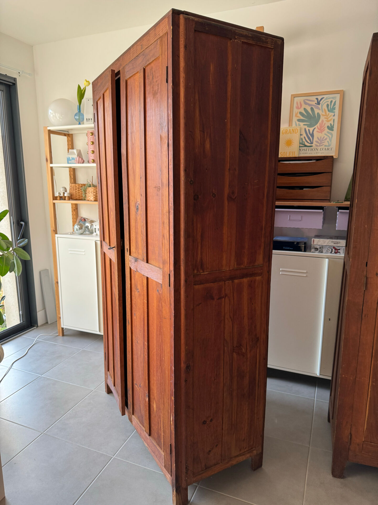 Antique pine wardrobe - Parisian vintage style