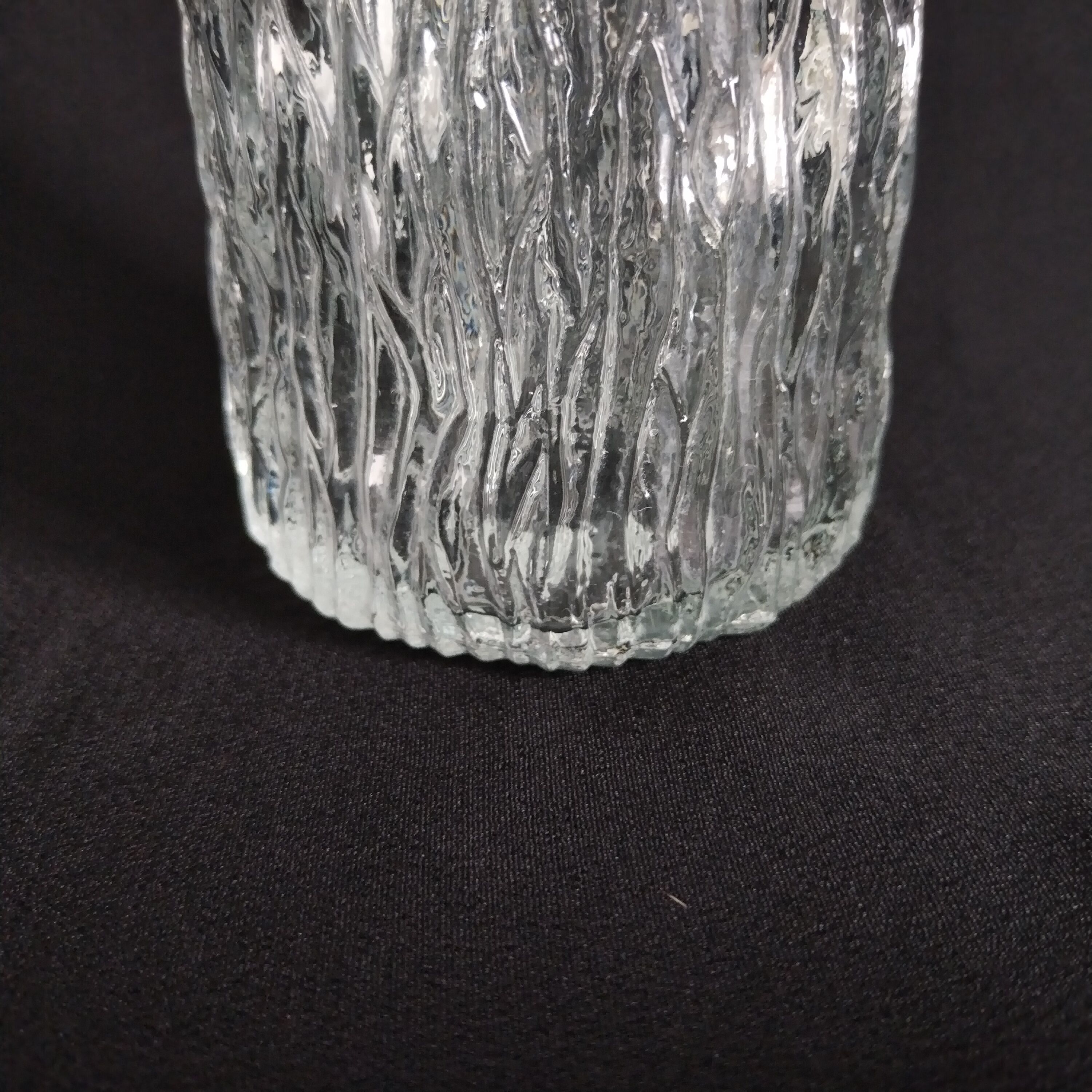 Transparent vintage carafe in pressed glass and its hermetic cap 70's