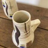 Duo de petits vases abstraits, ton écru, West Germany, 1960