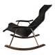 Mid-Century Japanese rocking chair in black leather, metal, and wood by Takeshi Nii (1950s)