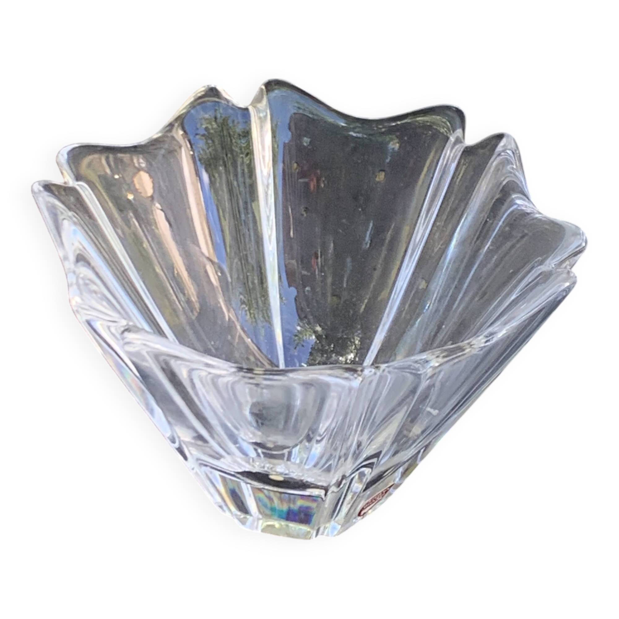 Crystal bowl in the shape of flowers, vintage Orrefors Sweden design