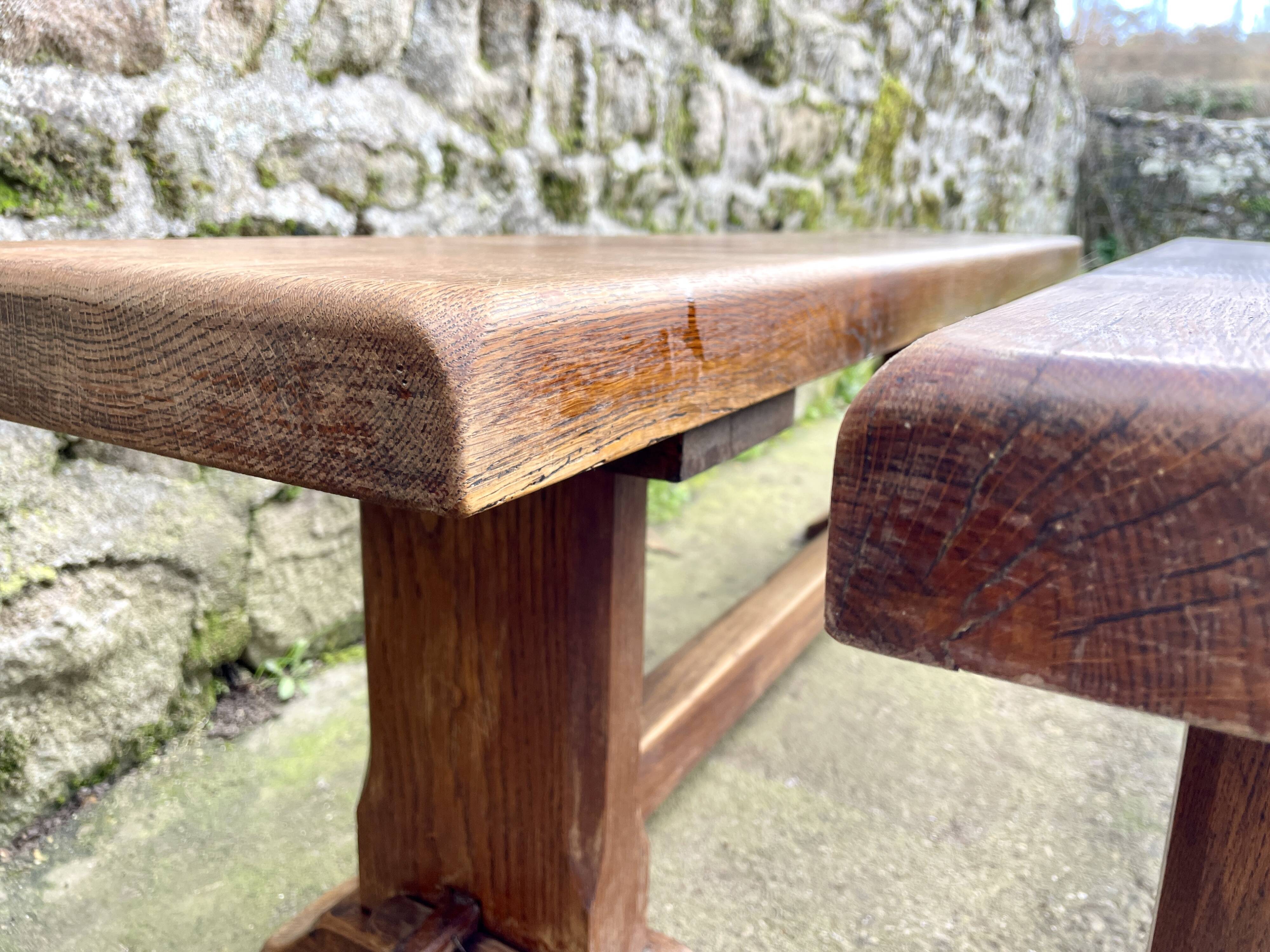 Pair of solid oak benches