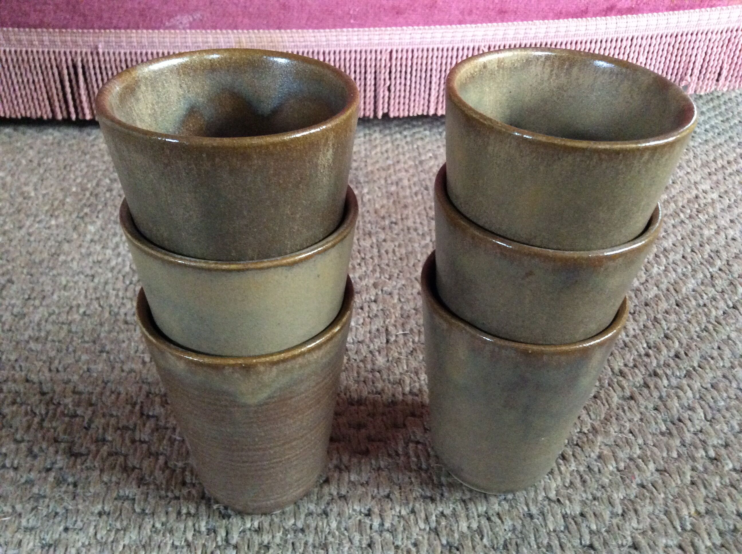 Series of 6 sandstone cups
