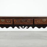 Large antique English oak sideboard from the 18th century with elegant legs