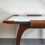 Art deco side table in mirror & walnut 1940