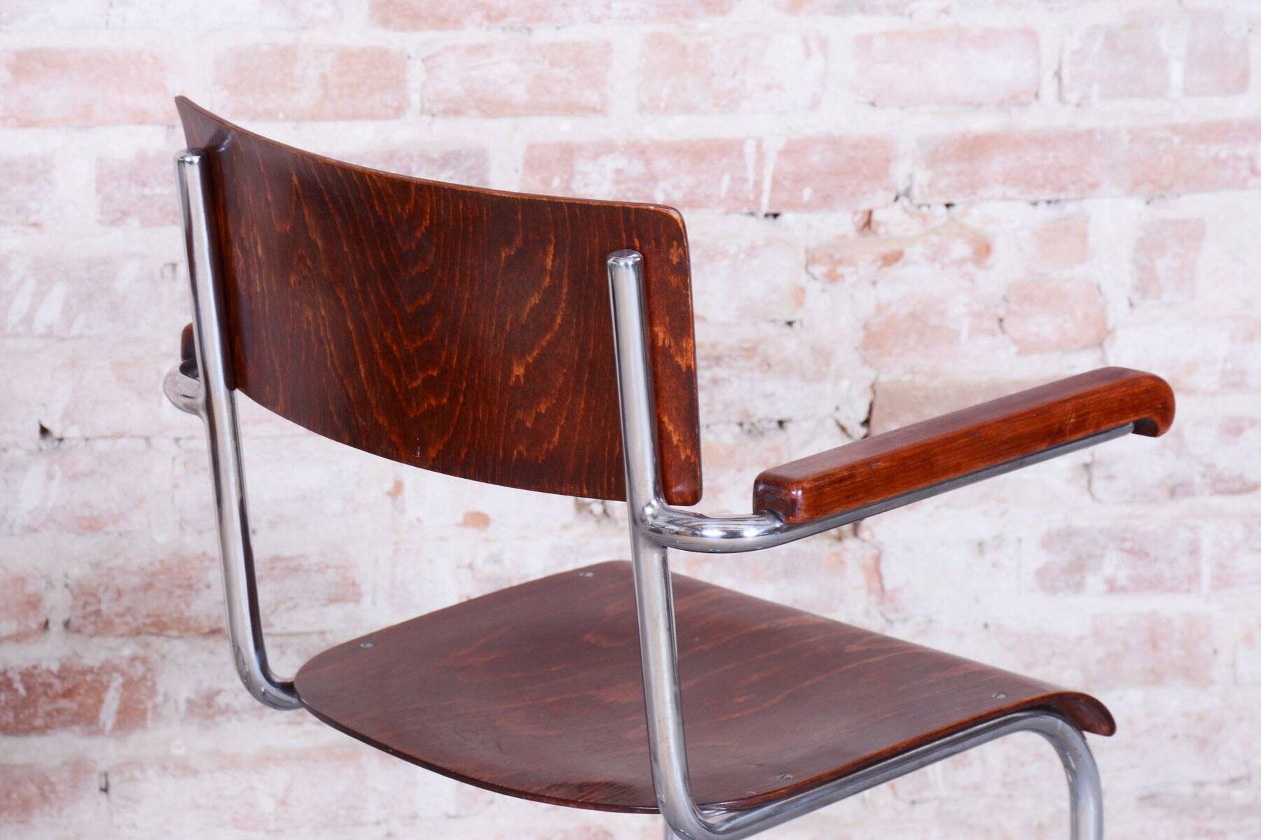 Set of Vintage Bauhaus Chairs in Chrome and Plywood by Mart Stam, 1930s