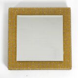 1960s brass wall backlit mirror, frame with glass beads by Palwa