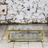 Glass and gold metal coffee table, 1970