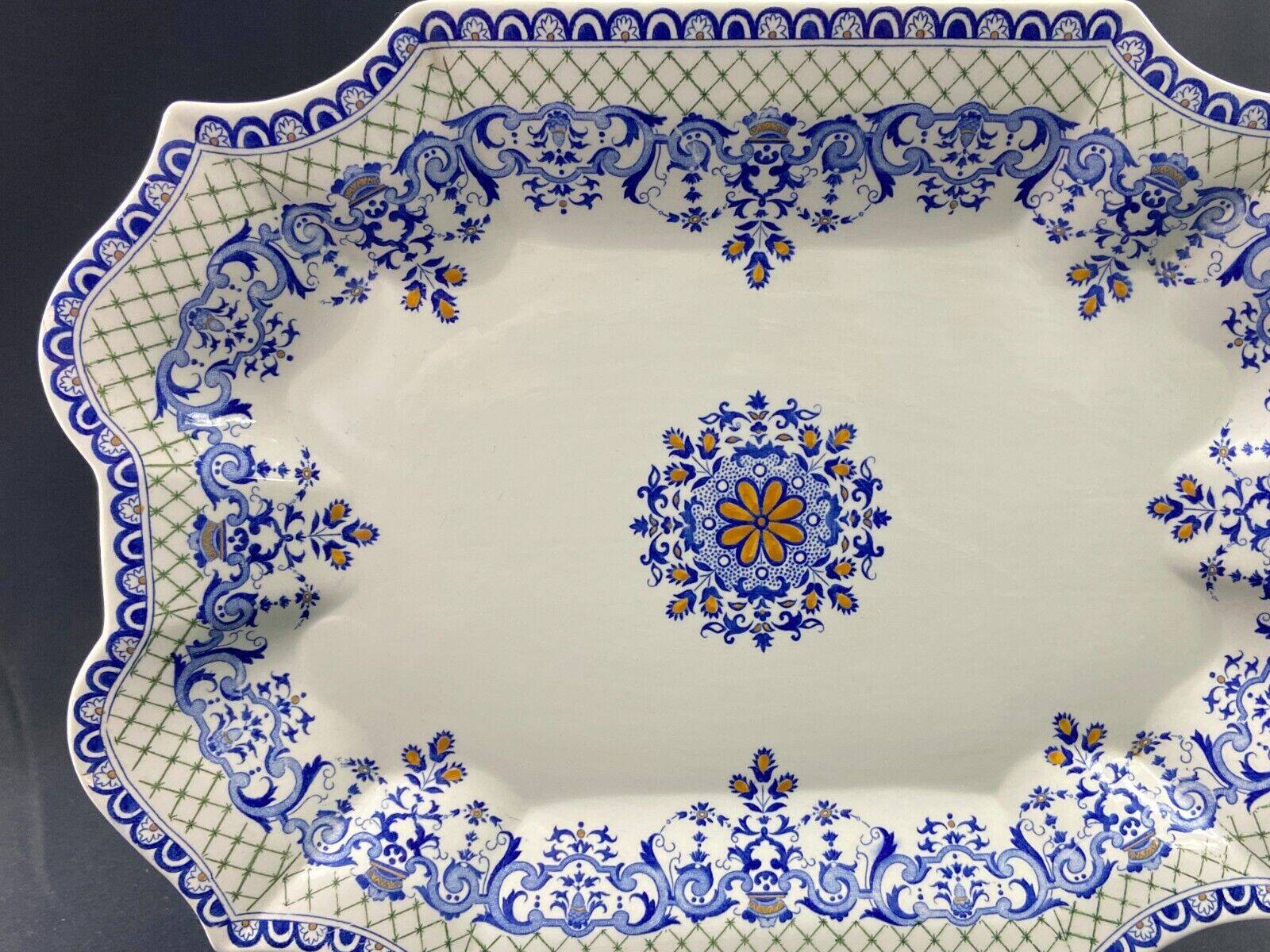 Very large Gien earthenware dish, Rouen decor