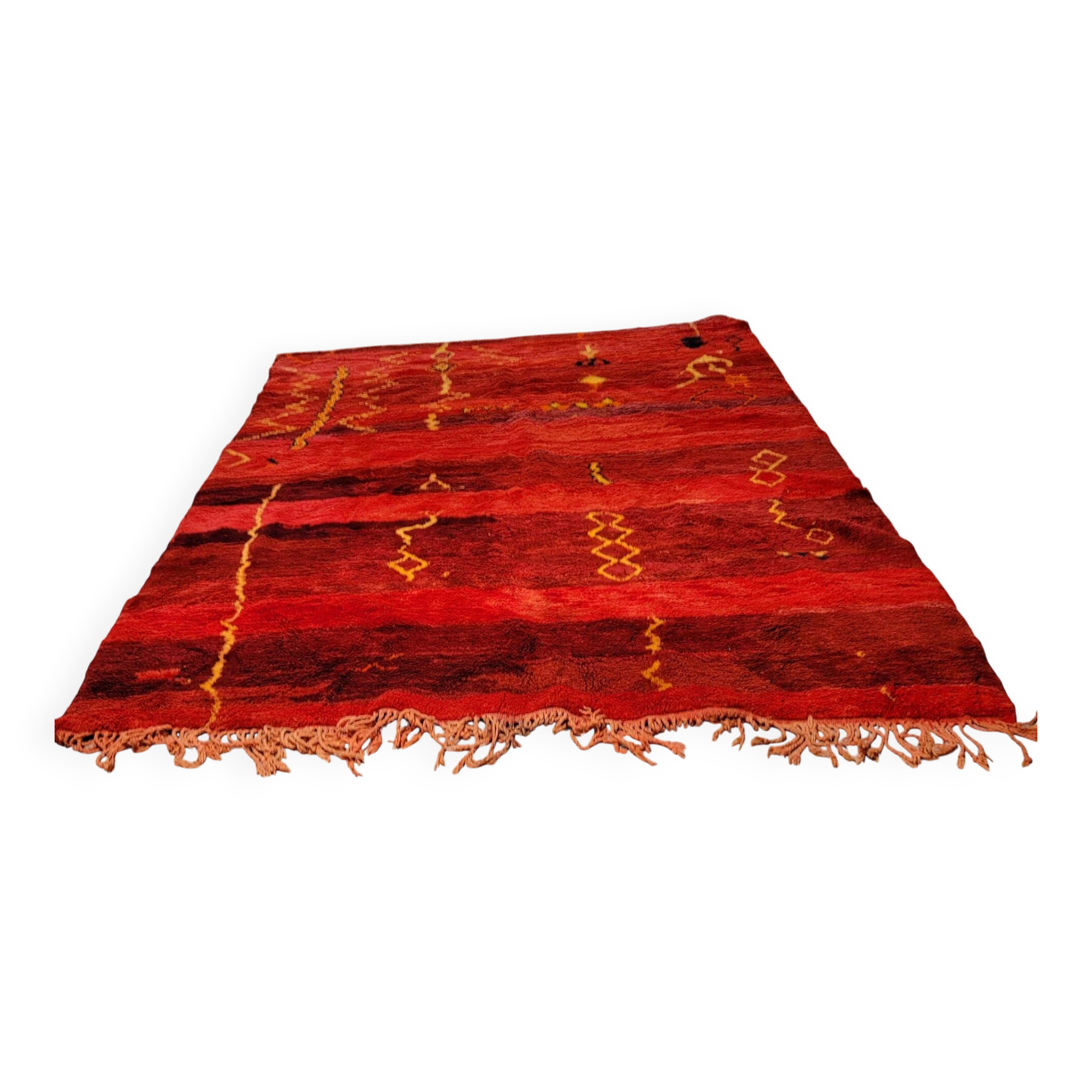 Tapis berbère marocain laine rouge 220 x 145 cm