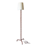 Vintage floor lamp with bamboo-style leather base