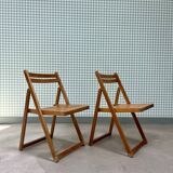 Pair of 70s wooden folding chairs
