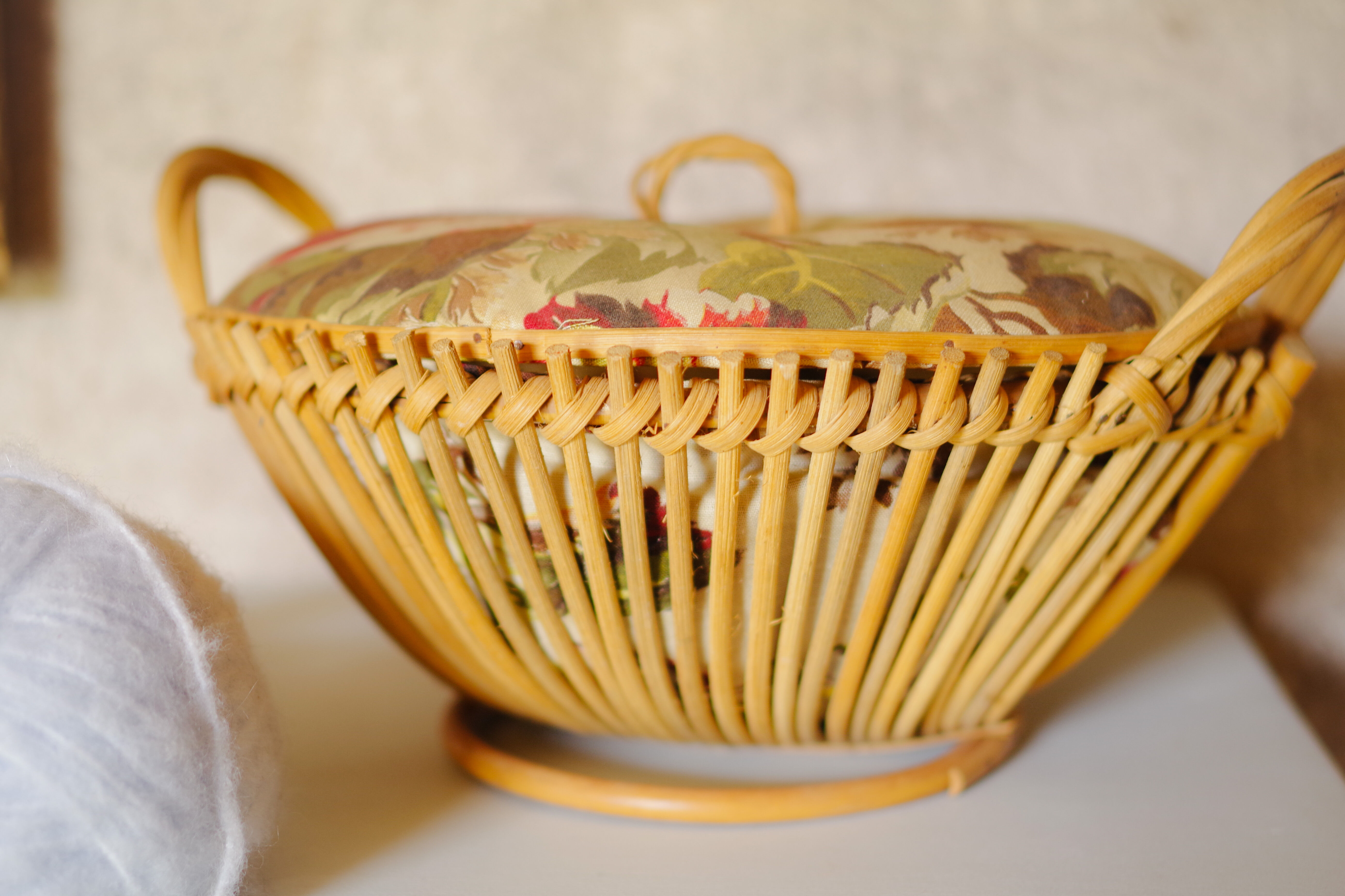 Sewing box or rattan suitcase