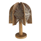 Lamp In Turned Wood And Wool Vintage Scandinavian 1960s