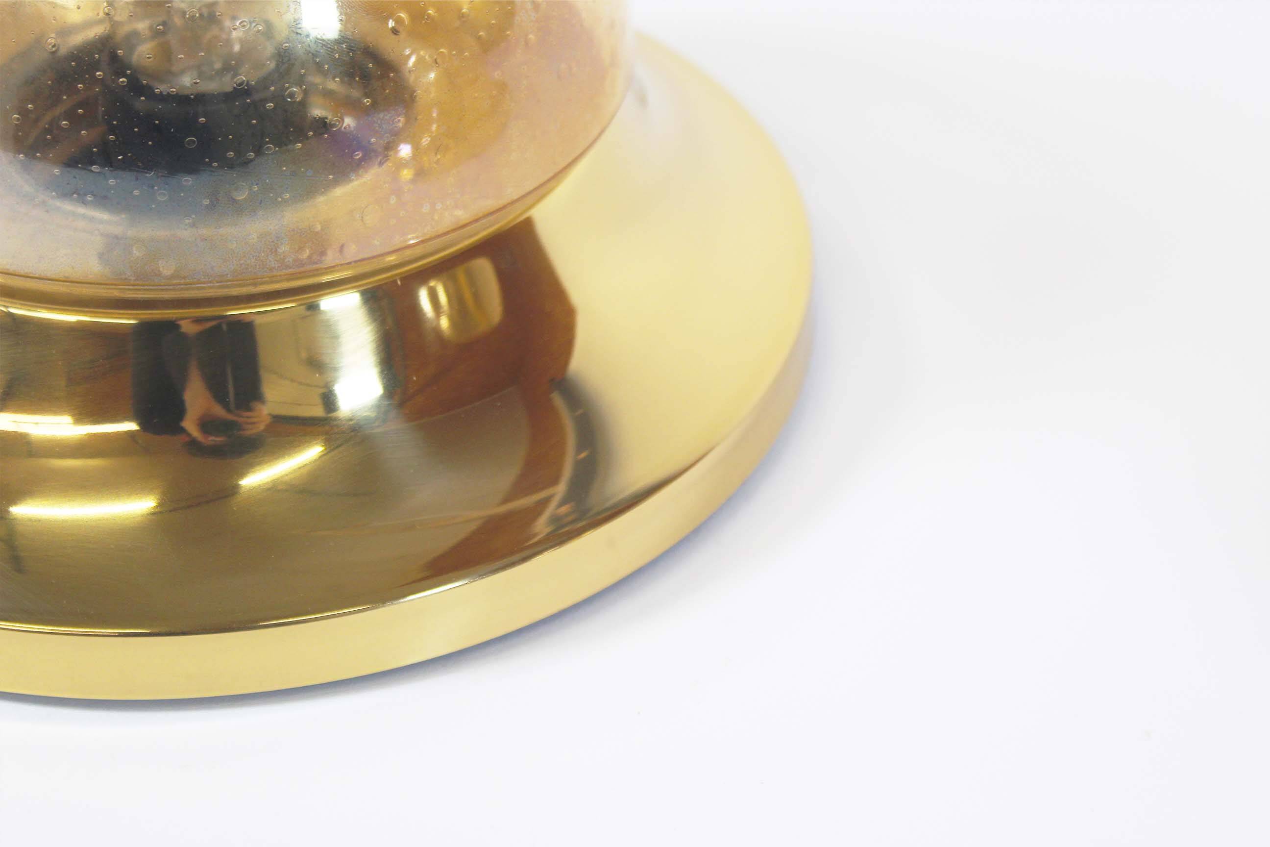 Pair of Amber glass and brass vintage wall lights, Germany 1970's