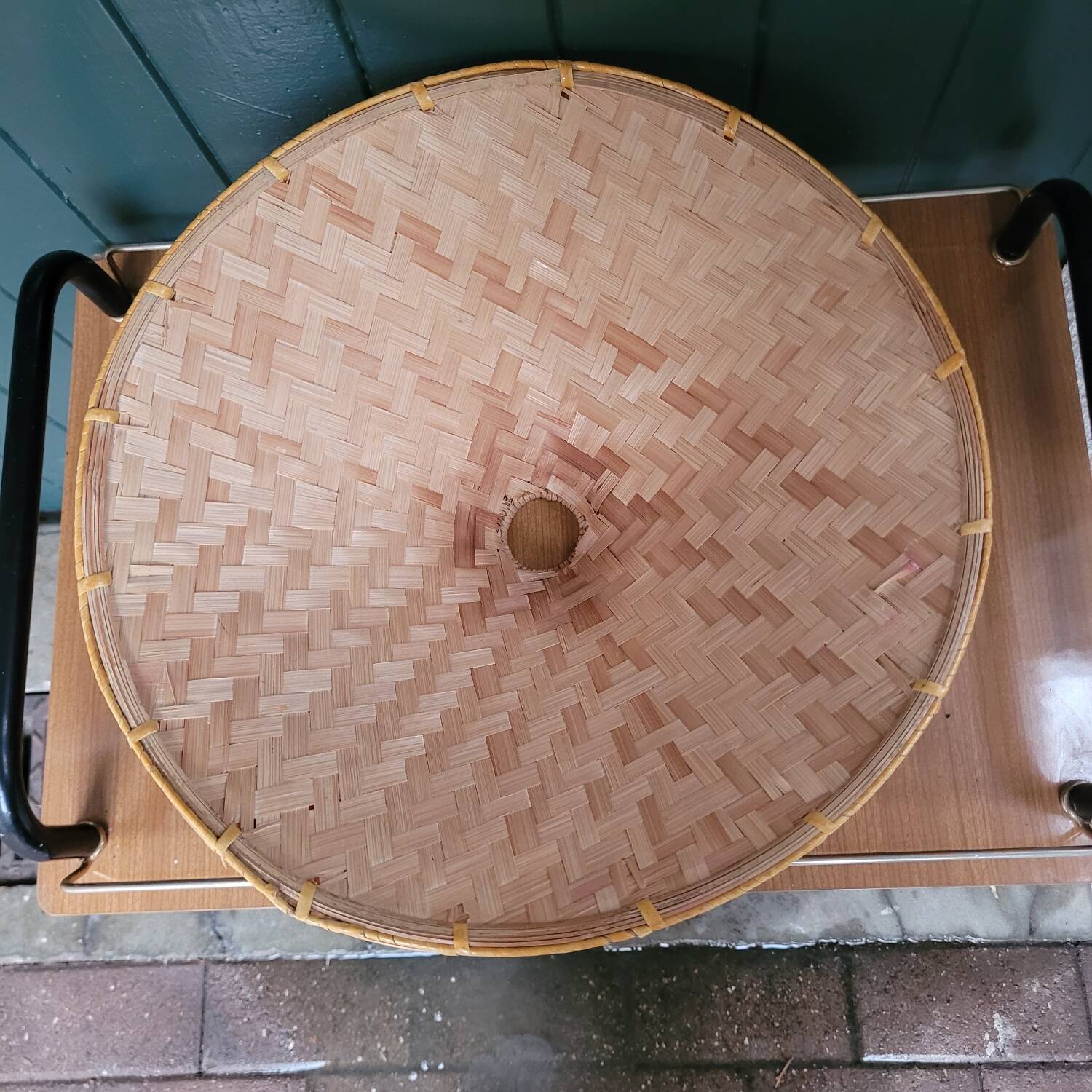 Large Woven Rattan Lampshade 70's