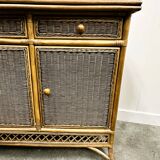 Italian Vintage Rattan And Bamboo Commode - Sideboard, Italy. 1970s.