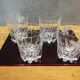 Series of 4 crystal whiskey glasses engraved vine decoration