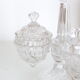 Serviteur de table, sel poivre et moutarde, en verre moulé, antiquité, vintage