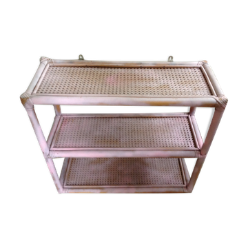 Étagère en rotin et cannage rose