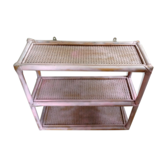 Rattan and pink caning shelf