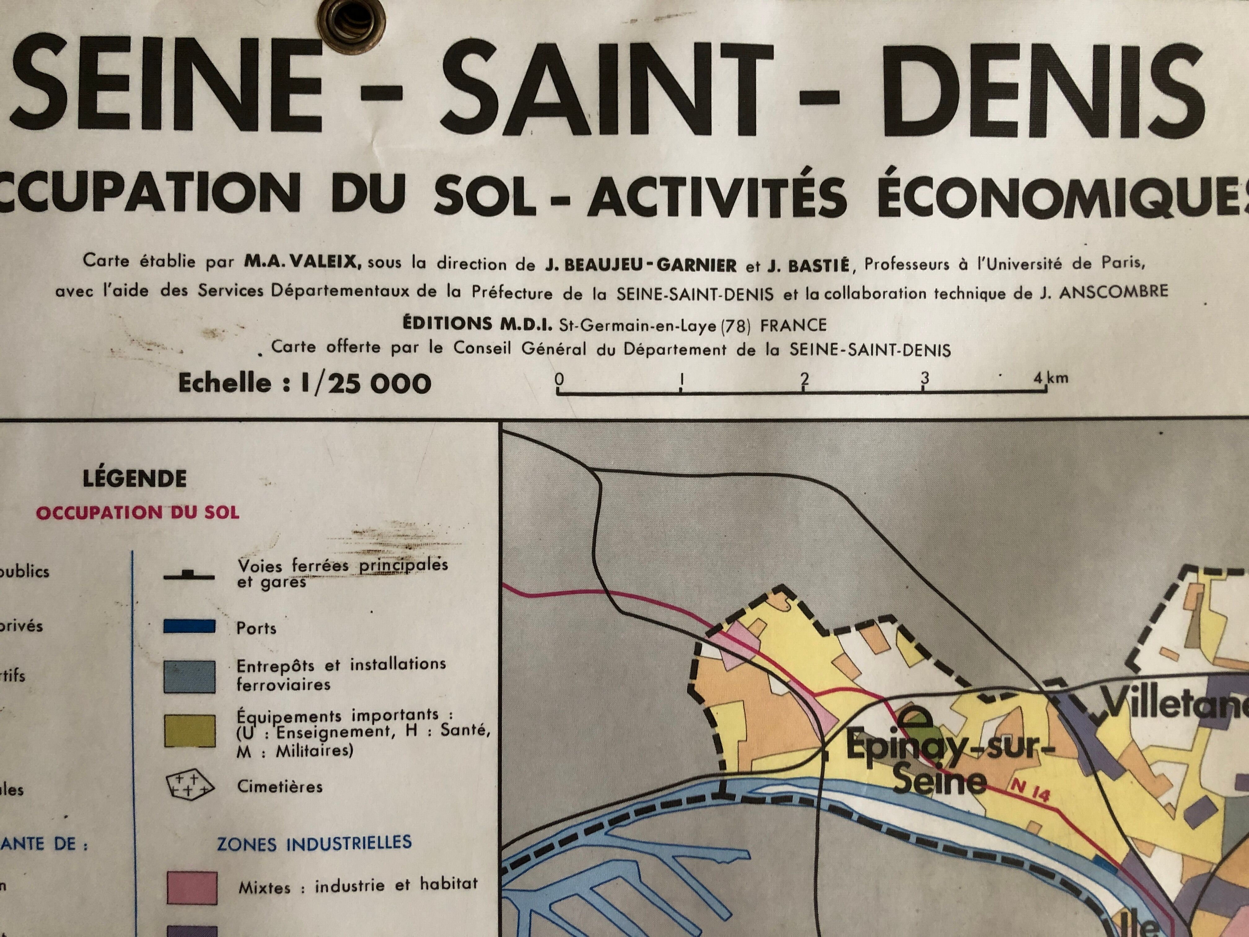Pedagogical map 1972 Seine Saint Denis 93
