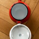 Red enamel teapot