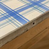 Farmhouse table with enamelled metal top