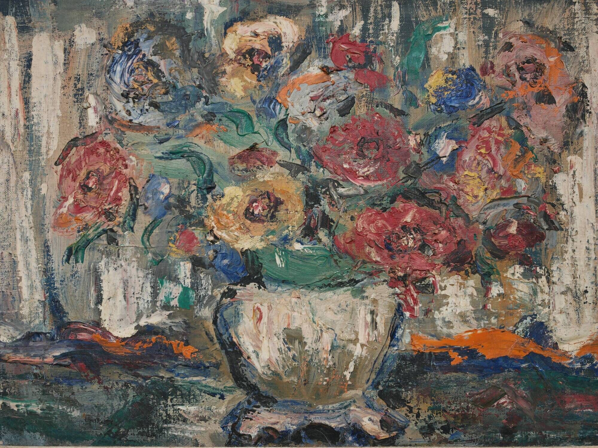 Modernist oil on canvas 'Flowers' by Branislava Modelska-Jovanovic