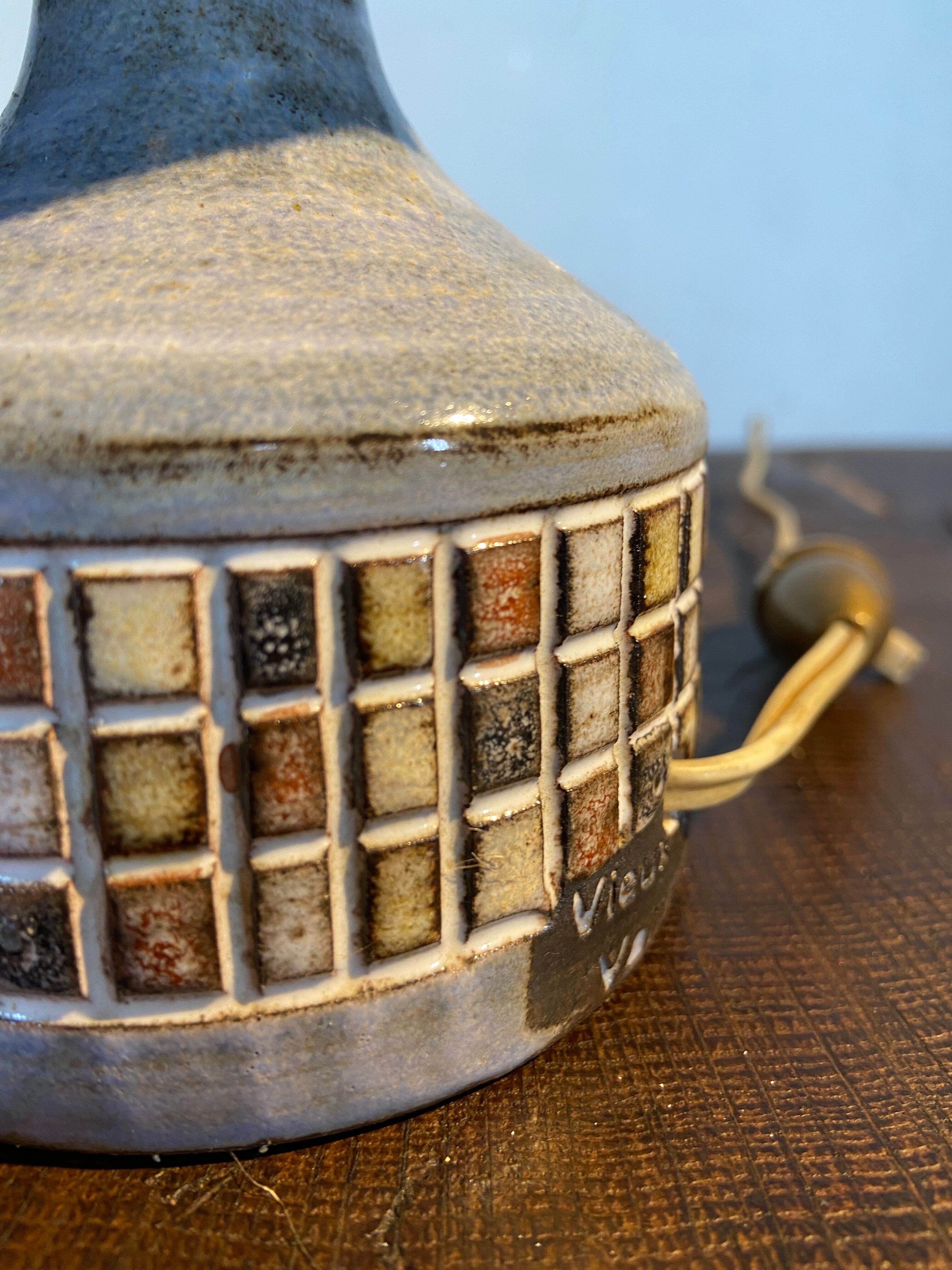 Ceramic lamp Vallauris Old Mill year 60 lampshade rope