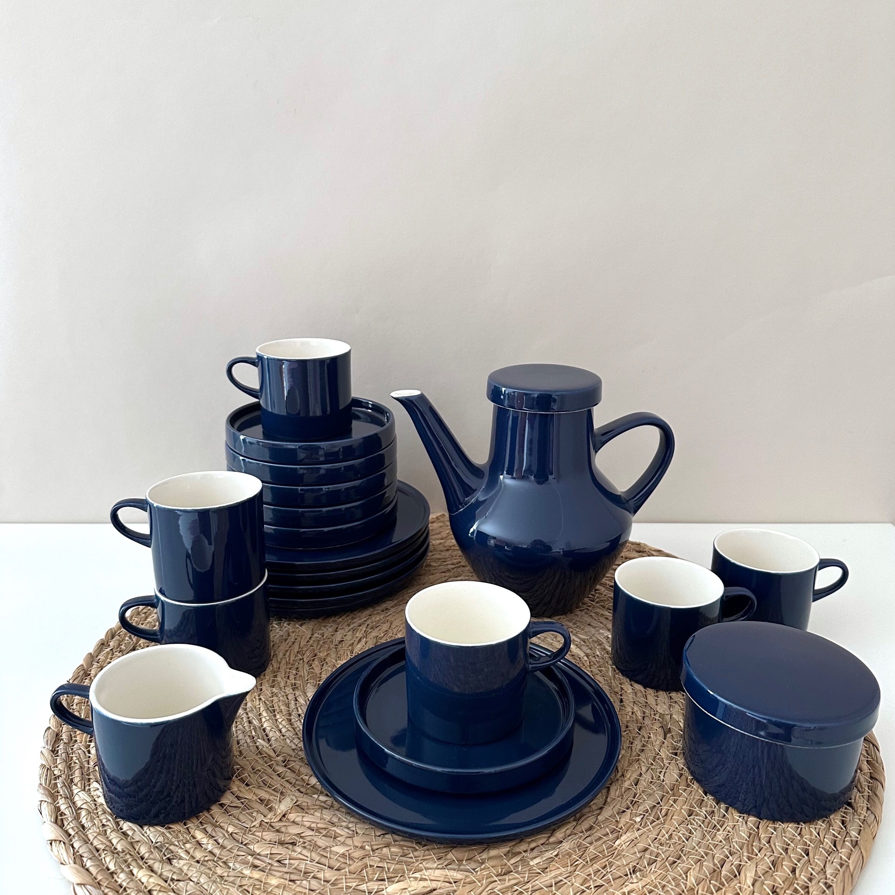 Melitta Stockholm for 6 persons, coffee set blue, 60's