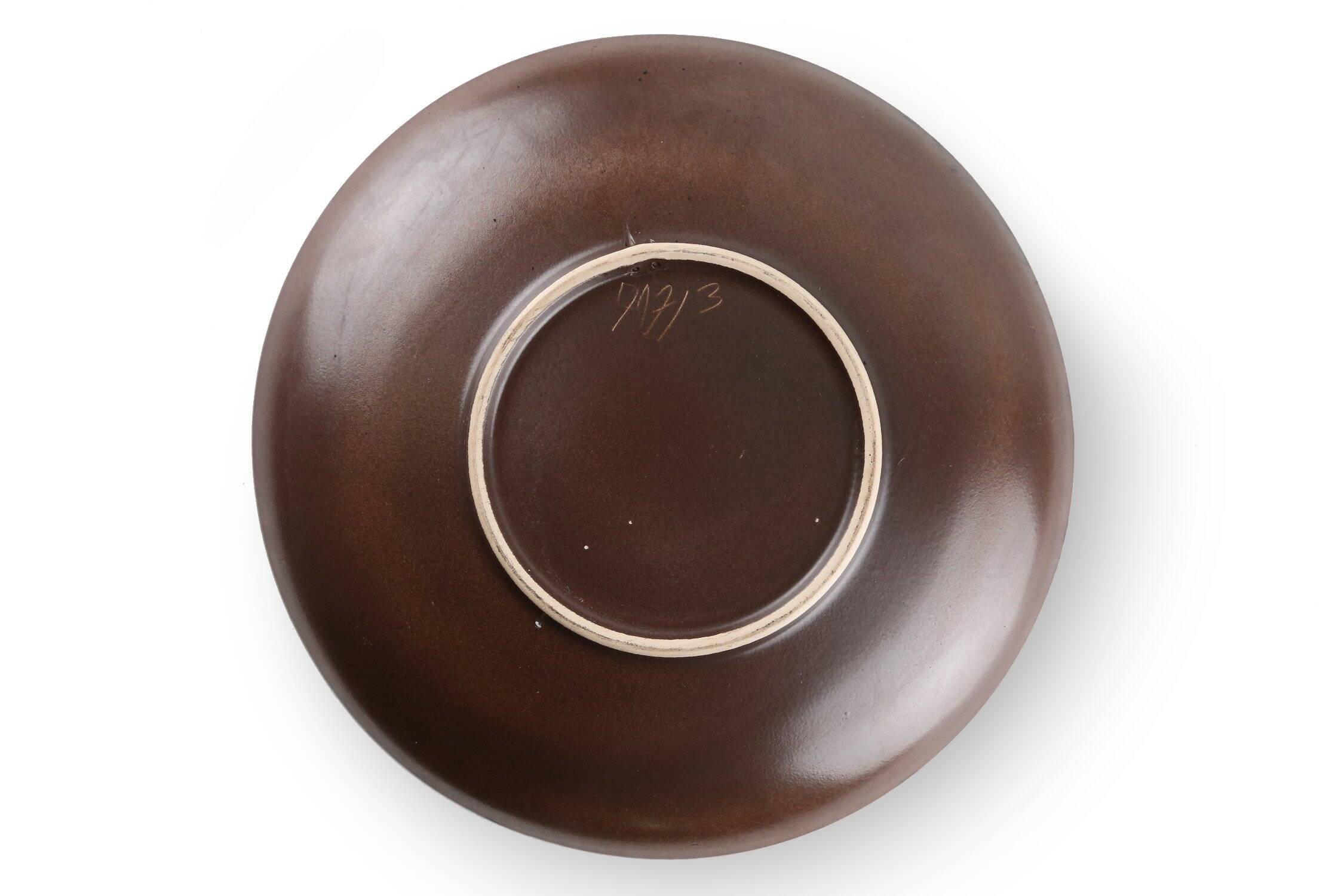 Ruscha Keramik fat lava wall plate mushrooms 717/3, West Germany 1970s