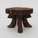 Milking stool carved in one piece, Ariège peasant art, 19th century