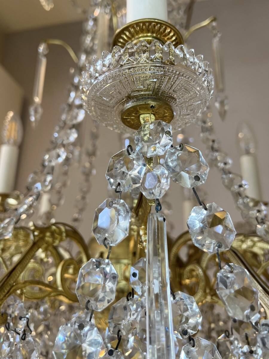 golden bronze chandelier in Louis XVI style
