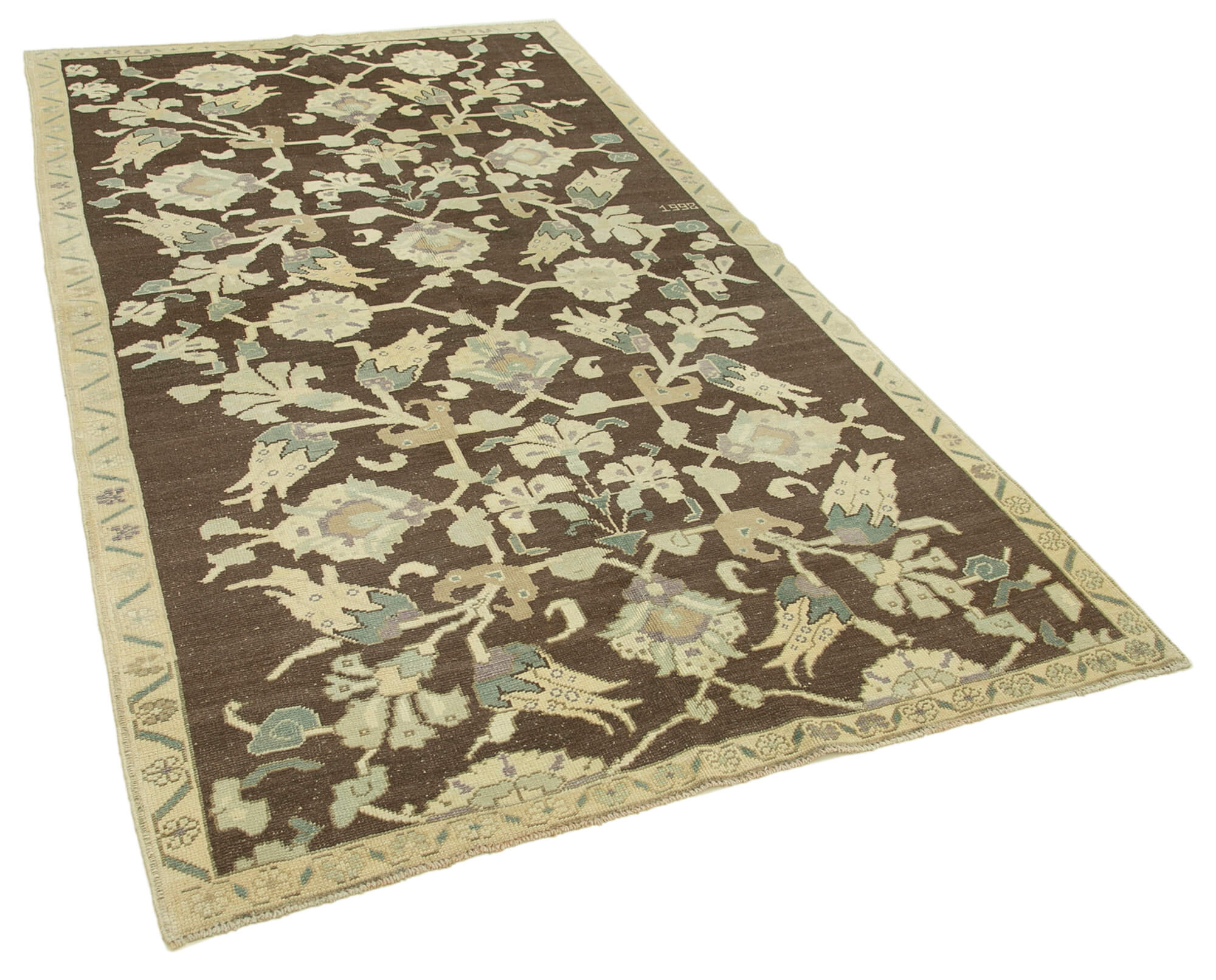 1950s hand-knotted antique turkish beige rug 151 cm x 263 cm