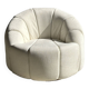 Large white circular armchair, white fabric upholstery