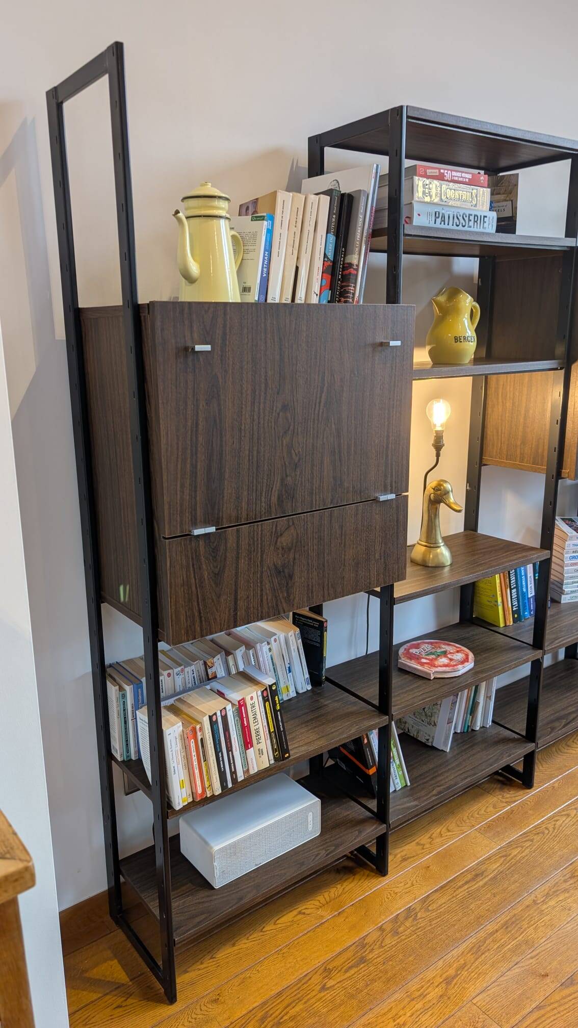 Modular rosewood bookcase by Pierre Guariche for Meurop