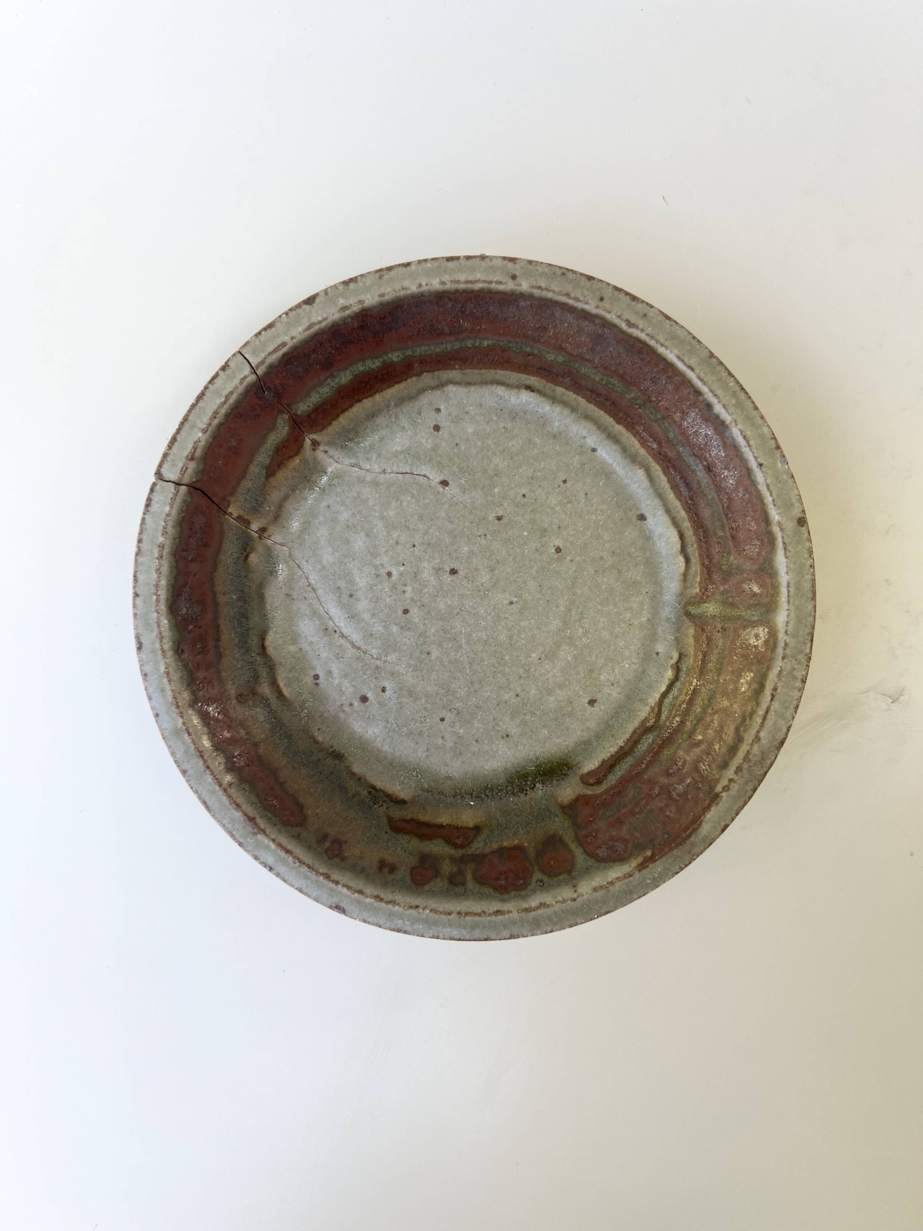 Bowl, hand-turned glazed stoneware catchall signed PY.