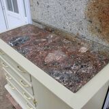 Asymmetrical Art Deco Chest of Drawers – Marble & Cream Green