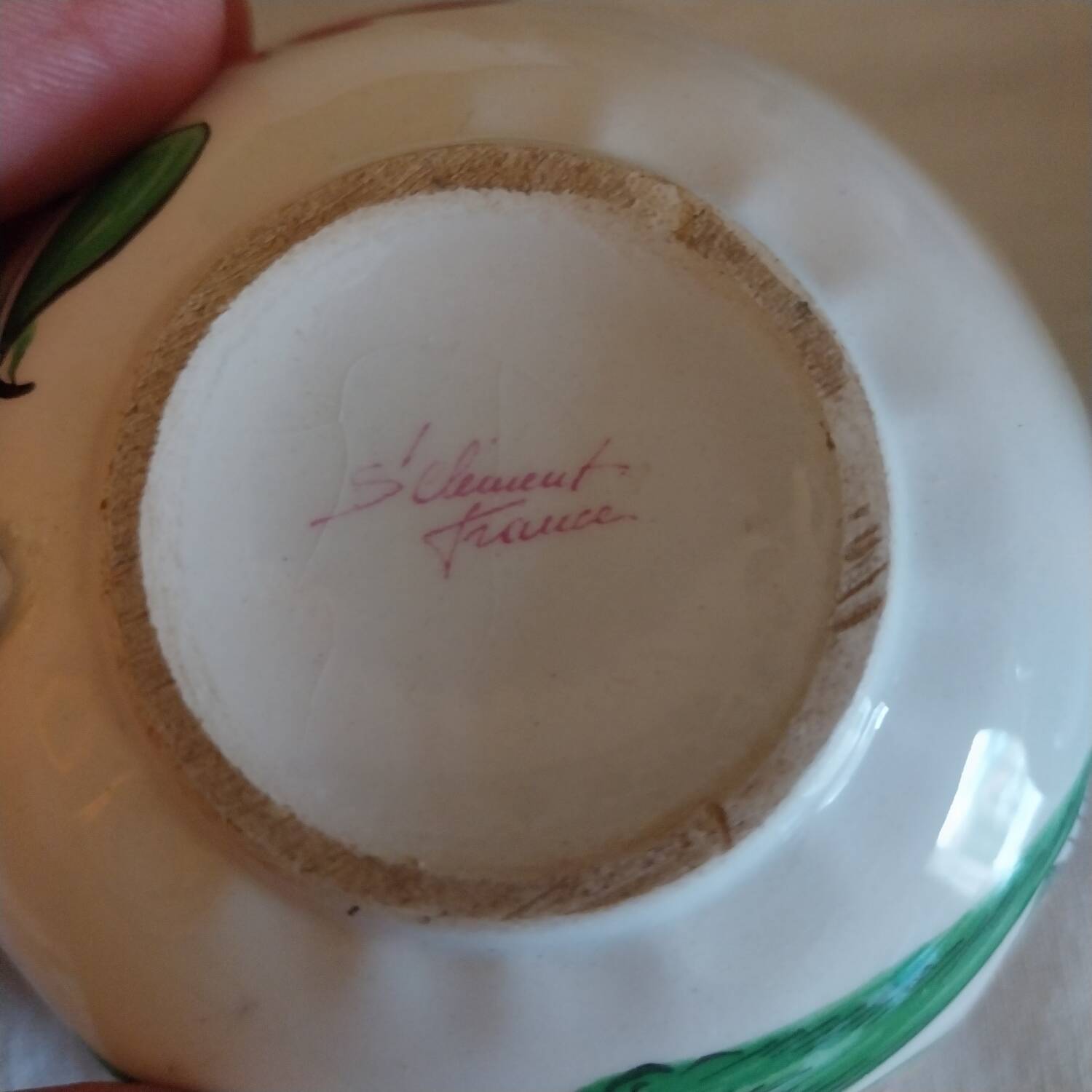 St Clement France earthenware cups, Le Cop decor