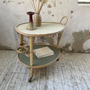 Desserte, table roulante en rotin années 60