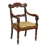 Antique Louis-Philippe armchair in walnut, Italy, 19th century.