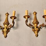 Bronze chandelier with 5 arms and its pair of 2-light wall sconces.