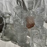 Small cylindrical glass whiskey decanter H:23